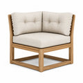 Fauteuil d’angle de jardin en teck massif avec coussins en polyester beige 85 x 85 x 65 cm