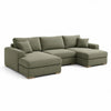 Canapé d’angle panoramique 4 places en polyester vert kaki 300 x 160 x 85 cm