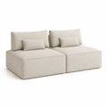 Canapé modulable 2 places rectangulaire 200 x 100 x 70 cm en polyester beige