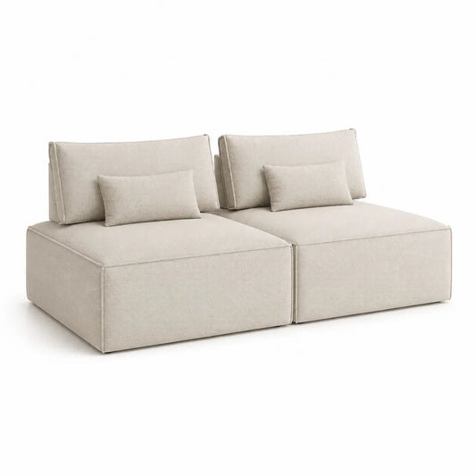 Canapé modulable 2 places rectangulaire 200 x 100 x 70 cm en polyester beige