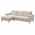Canapé d'angle 3 places avec méridienne gauche en polyester beige 230 x 150 x 85 cm