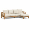 Canapé de jardin d'angle 4 places avec méridienne en bois d'acacia massif beige 250 x 160 x 76 cm