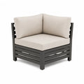 Fauteuil d’angle de jardin 1 place en aluminium noir avec coussins polyester beige 70 x 70 x 65 cm